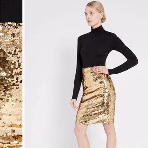 Alice + Olivia gold sequin skirt.